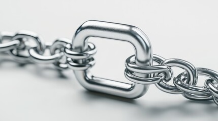 Obraz premium Metallic Chain Link on Bright White Background