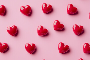 Fototapeta premium Red heart shapes isolated on a Valentine's Day background