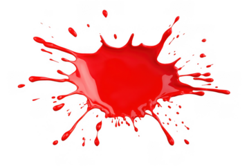 Red paint splatters on the white wall, on the floor, on white background, png, no background, on transparent background, isolated