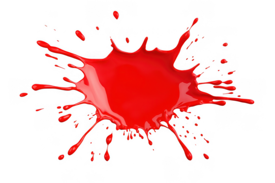 Red paint splatters on the white wall, on the floor, on white background, png, no background, on transparent background, isolated