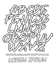 Marker outline capital letters alphabet.