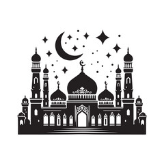 Black Color eid Silhouette Vector Illustration, Solid White Background 55.eps