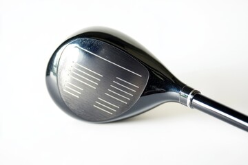 A close-up view of a golf club head showcasing its sleek design and precision grooves. Perfect for golfers seeking performance and style in their game. Generative AI