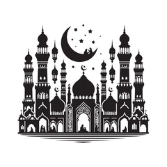 Black Color eid Silhouette Vector Illustration, Solid White Background 62.eps