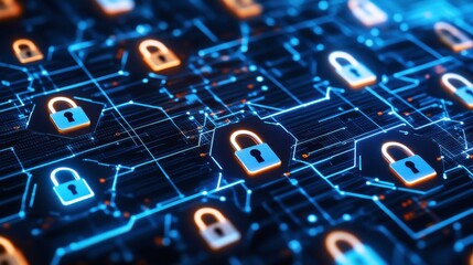 Animated Lock Icons in Cybersecurity Environment