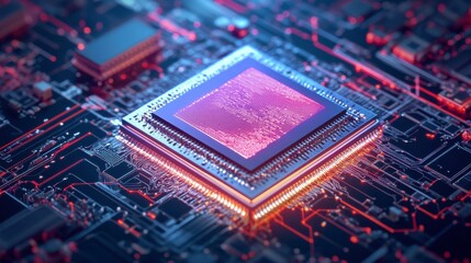 Obraz premium Chip Design in Manufacturing Environment with Focused Light