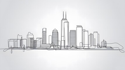 Fototapeta premium A black and white drawing of a city skyline on white