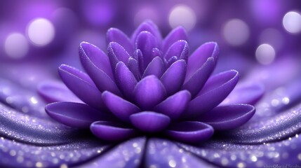Dew Kissed Purple Flower Close Up Macro Shot