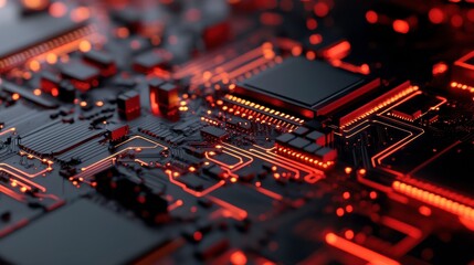 Fototapeta premium Futuristic Microchip Animation in Bright Light