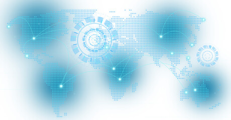 World map with dots on continents, concept of cargo transportation around the world on isolated background