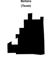 Bellaire (Texas) blank outline map