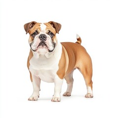 A charming bulldog poses confidently, showcasing its distinctive features and playful demeanor.