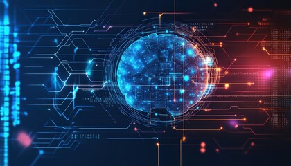 Obraz premium Abstract Digital Brain Circuitry AI Neural Network Technology Background