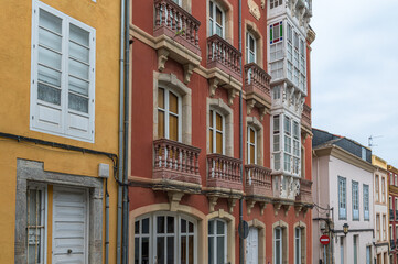 Colorful streets in the old town of Ribadeo, Spain
