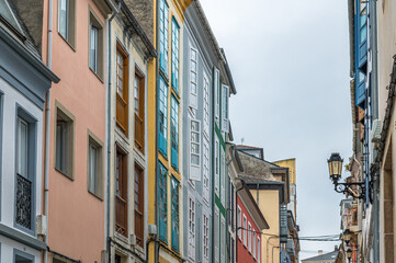 Colorful streets in the old town of Ribadeo, Spain