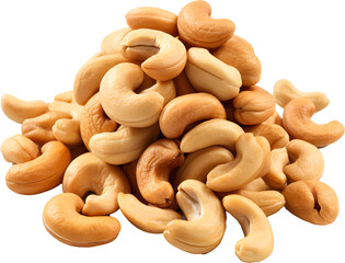 Lots of cashew nuts on transparent background, png