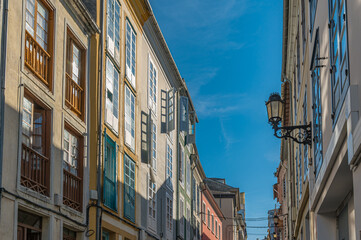 Colorful streets in the old town of Ribadeo, Spain