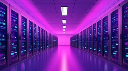 Fototapeta premium Modern Maintenance Room with Dim Lighting and Servers
