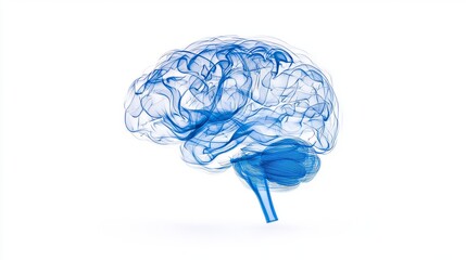 Simple blue and white abstract brain waves, focusing on neuroscience and mental health.