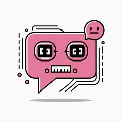 Fototapeta premium AI chatbot icon speech bubble robot face customer service automation artificial intelligence digital assistant minimalistic geometric shapes 