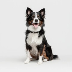 A cheerful Border Collie sits confidently, showcasing its striking black and white fur, embodying loyalty and playfulness.