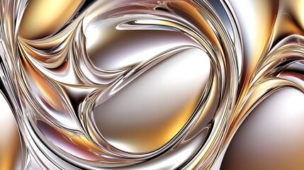 Abstract swirling metallic gold and silver design