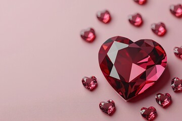 Valentine's Day Sparkling Red Heart Gemstone Love Romance Valentines Day
