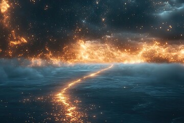 Obraz premium Celestial Pathway Across A Starlit Sea Of Clouds