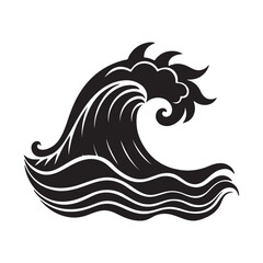 Ocean Waves silhouette, black and white silhouette, vector and illustration