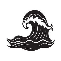 Ocean Waves silhouette, black and white silhouette, vector and illustration