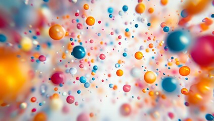 Dynamic explosion of multicolored spheres in abstract motion