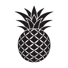 Fototapeta premium pineapple silhouette, black and white silhouette, vector and&nbsp;illustration