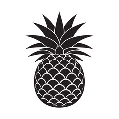 pineapple silhouette, black and white silhouette, vector and illustration