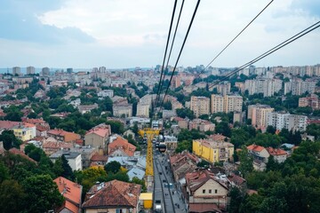 Obraz premium Panoramic view of the cityscape from the cable car.