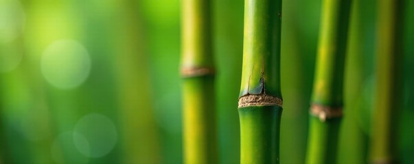 Obraz premium Close-up bamboo stalks, intricate knots, natural hues, photography, closeup, stock