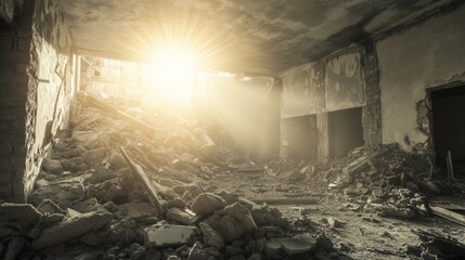 Obraz premium Dynamic Light in Urban Ruins with Textured Angles