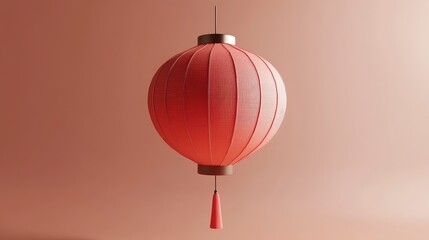 Obraz premium A 3D Chinese lantern with a smooth, matte surface in a single color with soft shadows beneath it. 