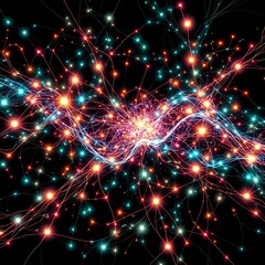 Fototapeta premium Cosmic Brainwave Galaxy in Bioluminescent Art Nouveau Style