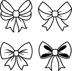 Holiday bows and ribbons in cartoon style.  coquette bow with white background