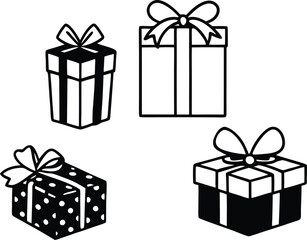 set of gift boxes illustration with white background