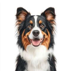 A happy and friendly Australian Shepherd with a beautiful coat, displaying joyful expression and engaging personality.