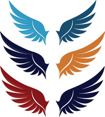 Wing colorful clip art vector illustration with white background 