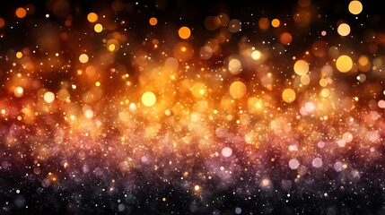 Naklejka premium Golden and orange bokeh lights sparkle brightly