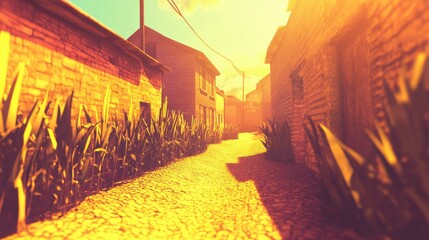 Fototapeta premium Rural Scene with Vivid Colors and Soft Light