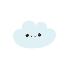 Cloud with smiling face. Vector Illustration