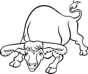 Bull line vector illustration isolated on white background