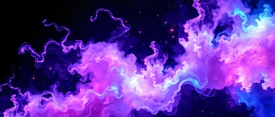 Fototapeta premium Cosmic Bloom: Vibrant Purple Galaxy Landscape
