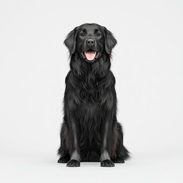 A joyful black Newfoundlander dog sitting proudly with a bright expression, showcasing its friendly and loving nature.