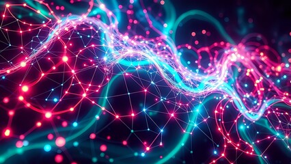 Dynamic Neural Network Art Nouveau Bioluminescent Glow