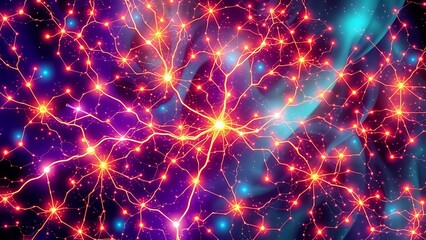 Abstract Bioluminescent Neural Network Night Sky